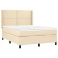 cadre de lit avec matelas Crème 140x200 cm Tissu