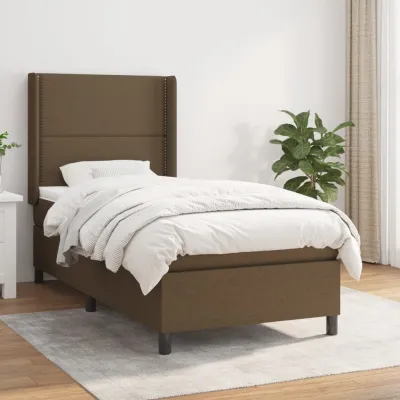 cadre de lit avec matelas Marron foncé 90x200 cm