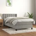 cadre de lit et matelas Gris clair 80x200 cm Velours