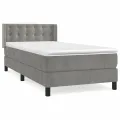 cadre de lit et matelas Gris clair 80x200 cm Velours