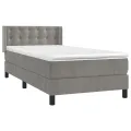 cadre de lit et matelas Gris clair 80x200 cm Velours