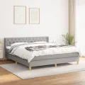 cadre de lit avec matelas Gris clair 160x200cm Tissu