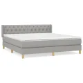 cadre de lit avec matelas Gris clair 160x200cm Tissu