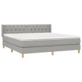 cadre de lit avec matelas Gris clair 160x200cm Tissu
