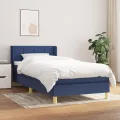 cadre de lit avec matelas Bleu 80x200 cm Tissu