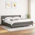 cadre de lit avec matelas Gris foncé 200x200cm Tissu