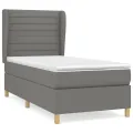 cadre de lit avec matelas Gris foncé 80x200 cm Tissu