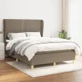 cadre de lit avec matelas Taupe 140x200 cm Tissu
