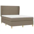 cadre de lit avec matelas Taupe 140x200 cm Tissu