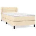 cadre de lit et matelas Crème 90x190 cm Tissu