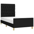 Cadre de lit avec tête de lit Noir 90x200 cm Tissu