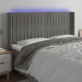 Tête de lit à LED Gris clair 203x16x118/128 cm Velours