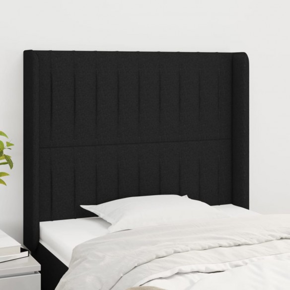 Tête de lit avec oreilles Noir 103x16x118/128 cm Tissu