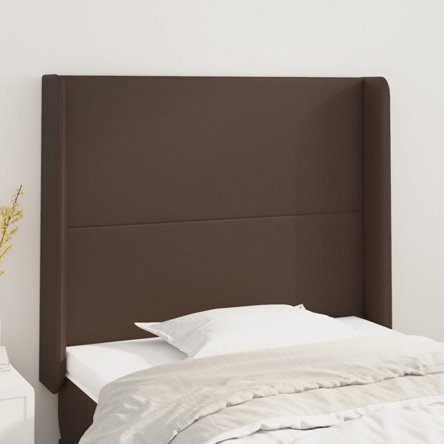 Tête de lit avec oreilles Marron 83x16x118/128 cm Similicuir