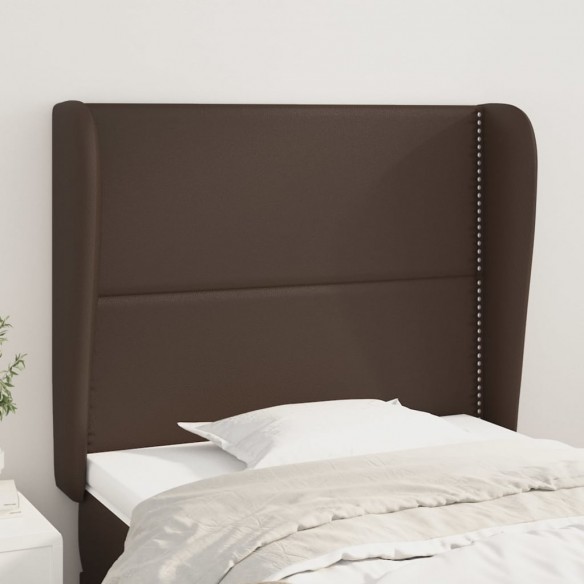 Tête de lit avec oreilles Marron 93x23x118/128 cm Similicuir