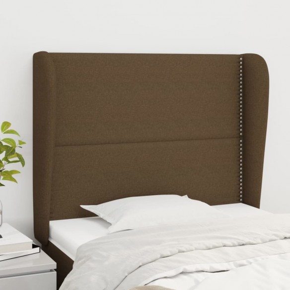 Tête de lit avec oreilles Marron foncé 83x23x118/128 cm Tissu