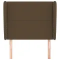 Tête de lit avec oreilles Marron foncé 83x23x118/128 cm Tissu