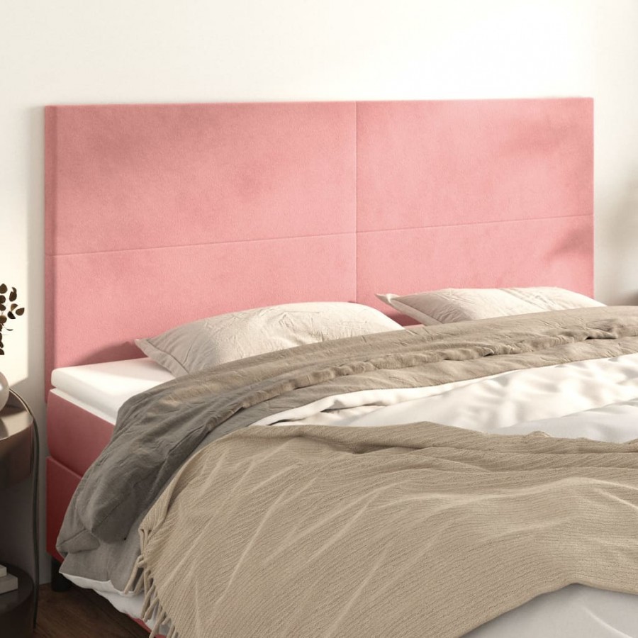 Têtes de lit 4 pcs Rose 100x5x78/88 cm Velours