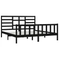 Cadre de lit Noir Bois de pin massif 200x200 cm