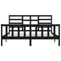 Cadre de lit Noir Bois de pin massif 200x200 cm