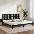 Cadre de lit Noir Bois de pin massif 200x200 cm