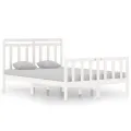 Cadre de lit Blanc Bois massif 135x190 cm Double