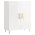 Buffet Blanc brillant 69,5x34x90 cm Bois d'ingénierie