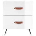 Table de chevet blanc brillant 40x35x47,5 cm bois d’ingénierie