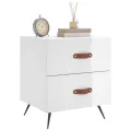 Table de chevet blanc brillant 40x35x47,5 cm bois d’ingénierie