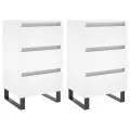 Tables de chevet 2 pcs blanc 40x35x69 cm bois d’ingénierie