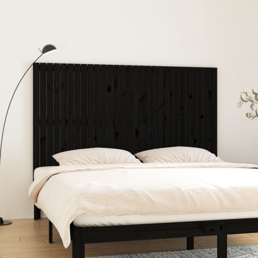 Tête de lit murale Noir 185x3x110 cm Bois massif de pin