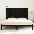 Tête de lit murale Noir 185x3x110 cm Bois massif de pin