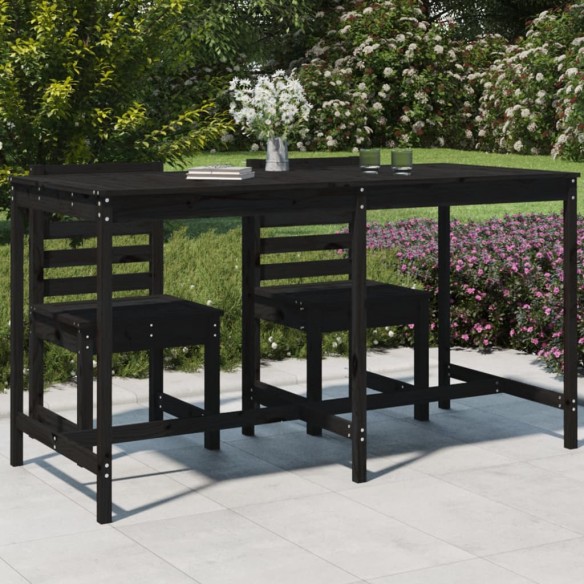 Table de jardin noir 203,5x90x110 cm bois massif de pin