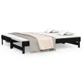 Lit coulissant Noir 2x(80x200) cm Bois de pin massif