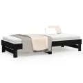 Lit coulissant Noir 2x(80x200) cm Bois de pin massif