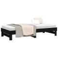 Lit coulissant Noir 2x(80x200) cm Bois de pin massif