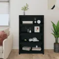 Bibliothèque Noir 80x35x126 cm Bois de pin massif