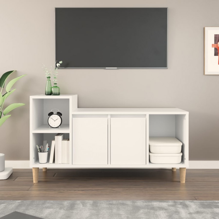 Meuble TV Blanc 100x35x55 cm Bois d'ingénierie