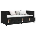Lit de jour Noir 90x190 cm Bois de pin massif