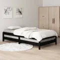Lit empilable Noir 90x200 cm Bois de pin massif