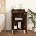 Table de chevet chêne fumé 40x35x70 cm bois d'ingénierie