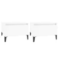 Tables d'appoint 2pcs Blanc brillant 50x46x35cm Bois ingénierie