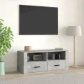 Meuble TV Gris béton 100x35x40 cm Bois d'ingénierie