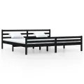 Cadre de lit Noir Bois massif 200x200 cm