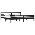 Cadre de lit Noir Bois massif 200x200 cm