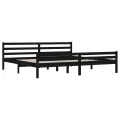 Cadre de lit Noir Bois massif 200x200 cm