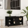 Meuble TV Noir 103x36,5x52 cm Bois de pin massif