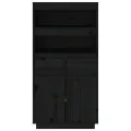 Buffet haut Noir 60x40x116,5 cm Bois massif de pin