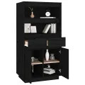 Buffet haut Noir 60x40x116,5 cm Bois massif de pin