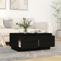 Table basse Noir 80x50x35 cm Bois massif de pin